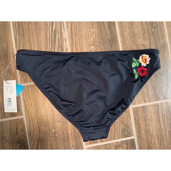 Johnny Was Large Darya Hipster Swim Bottoms Black Embroidered NEW - Picture 2 of 8
